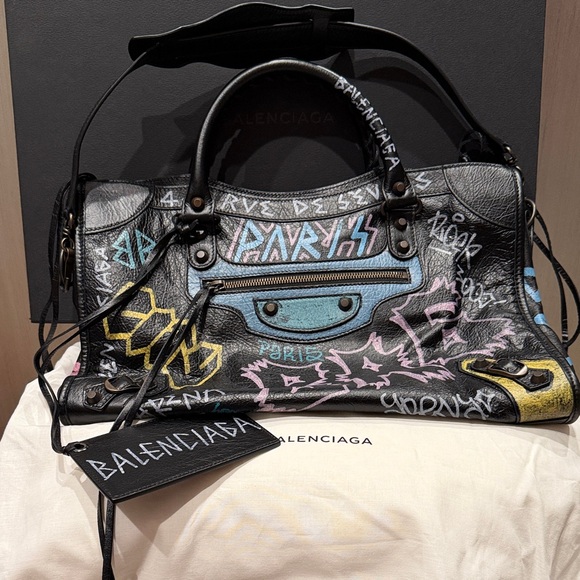 Balenciaga Black Graffiti Classic City Bag - Limited Edition- RARE - Picture 5 of 16